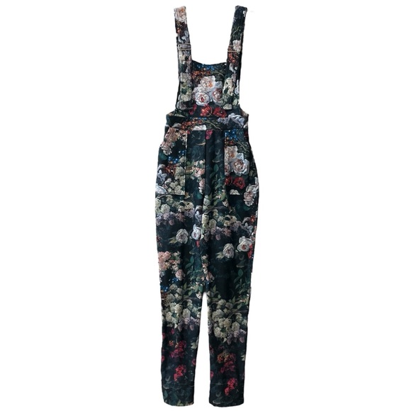 BlackMilk Take My Monet Black Art to Wear Floral Spring Flower Overalls - Picture 3 of 13